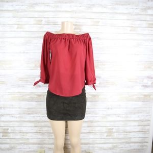 Japna Red Off Shoulder Top sz XS